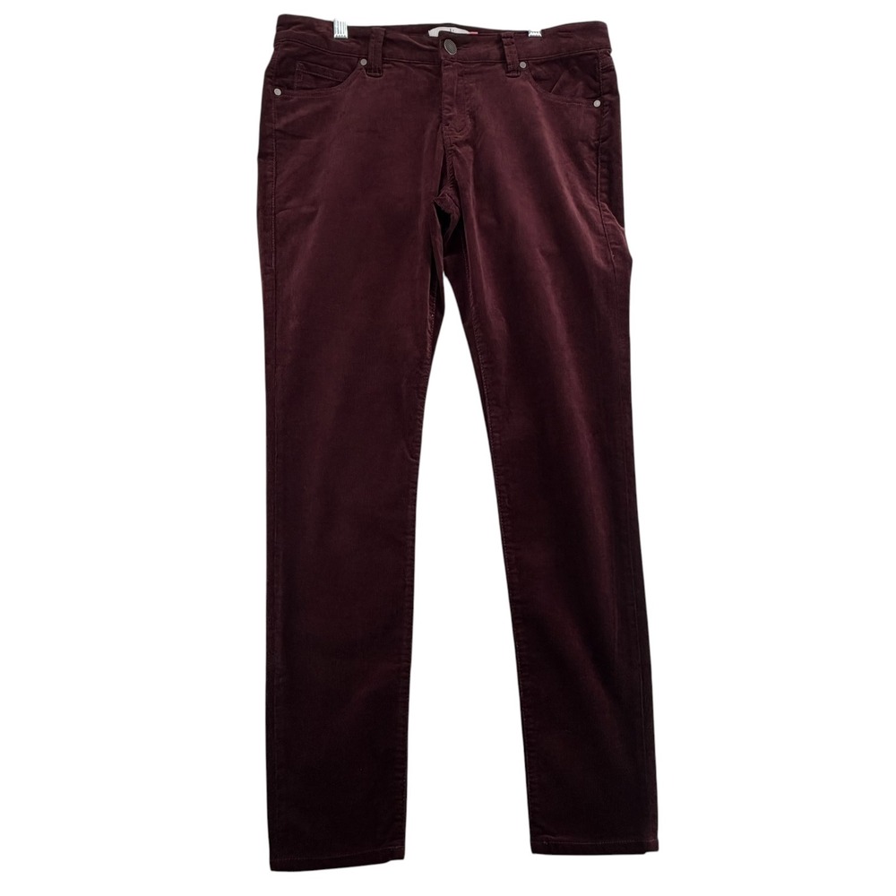 Cabi Skinny Corduroy Mid Rise Pants Womens 10 W34x31.5L Stretch Burgundy Fall